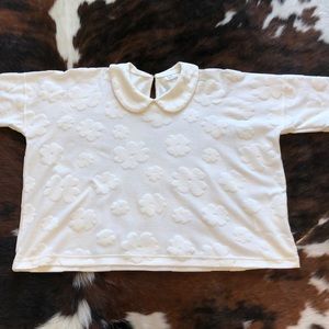 Comme des Garcons floral embossed white top size S